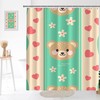 Cute Brown Teddy Bear Heart Unique Shower Curtain Kids Bathroom Shower Curtain Waterproof Washable