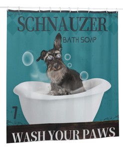 Cute Bulldog Puppy Animal Kids Cartoon Waterproof Dog Shower Curtain - Fun Bathroom Decor