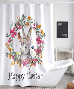 Cute Bunny Butterfly Wreath Fabric Shower Curtain And Unique Shower Curtains