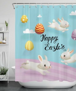 Cute Bunny Colored Eggs Funny Shower Curtain For Bathroom Accessory