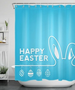 Cute Bunny Ears And Vintage Bathroom Shower Curtains Eggs Print Shower Curtain