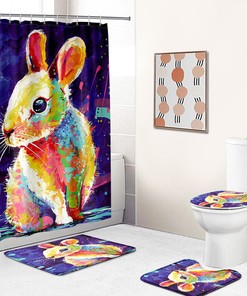 Cute Bunny Easter Egg Shower Curtain - Flora & Butterfly Bathroom Accessories