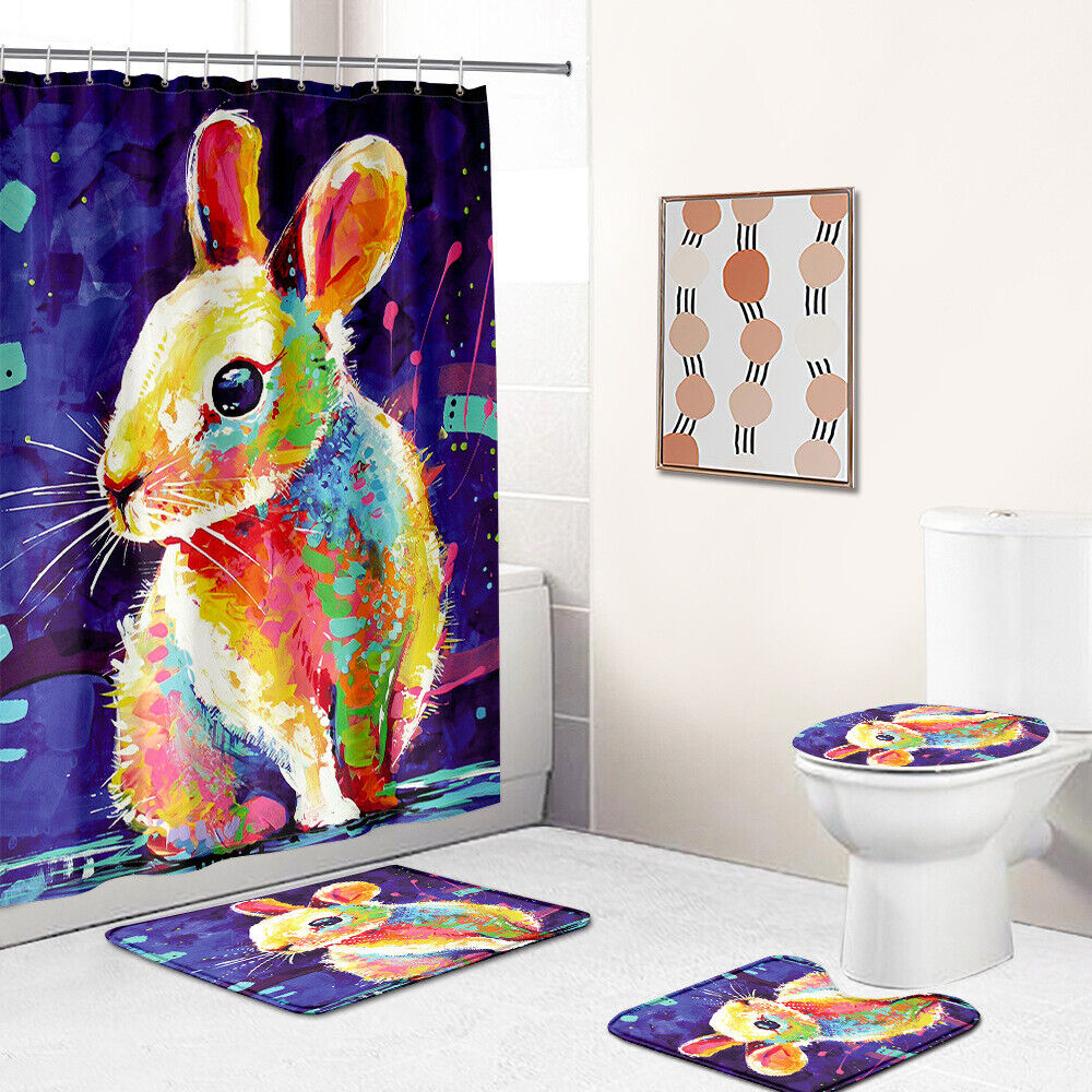 Cute Bunny Easter Egg Shower Curtain - Flora & Butterfly Bathroom Accessories