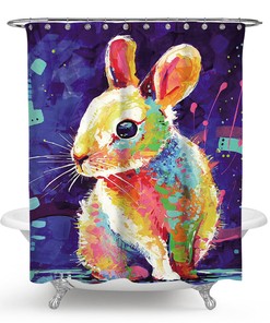 Cute Bunny Easter Egg Shower Curtain - Flora & Butterfly Bathroom Accessories