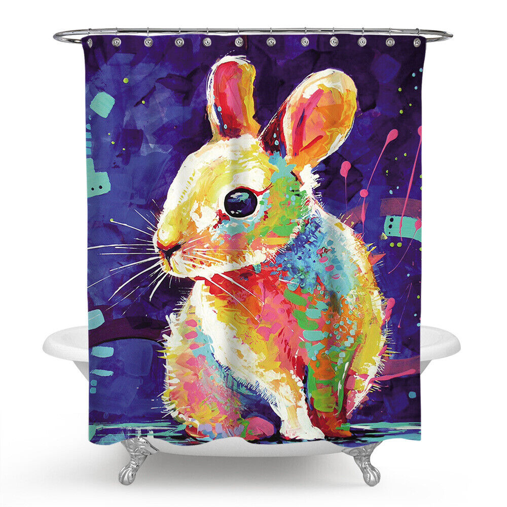 Cute Bunny Easter Egg Shower Curtain - Flora & Butterfly Bathroom Accessories