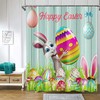 Cute Bunny Easter Shower Curtain - Colorful Eggs Kids Bathroom Decor