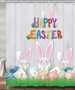Cute Bunny Rabbit Easter Shower Curtain, Festive Bathroom Decor