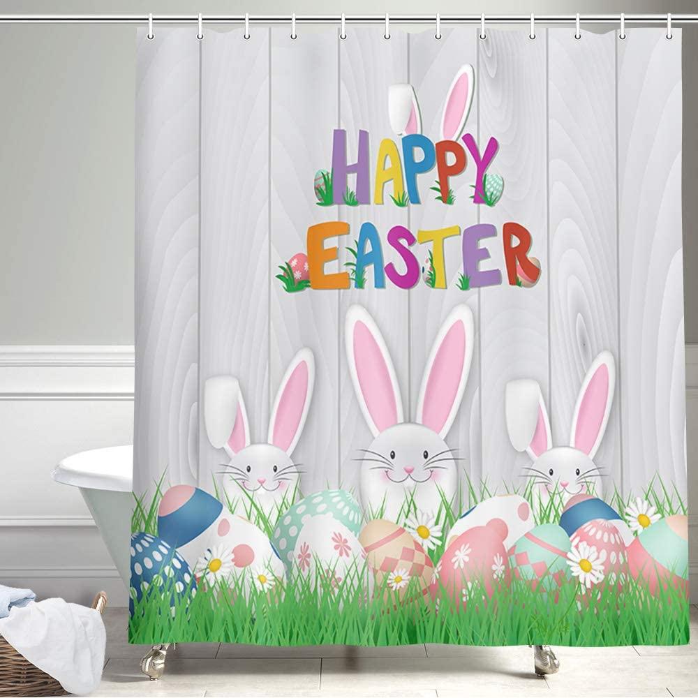 Cute Bunny Rabbit Easter Shower Curtain, Festive Bathroom Decor