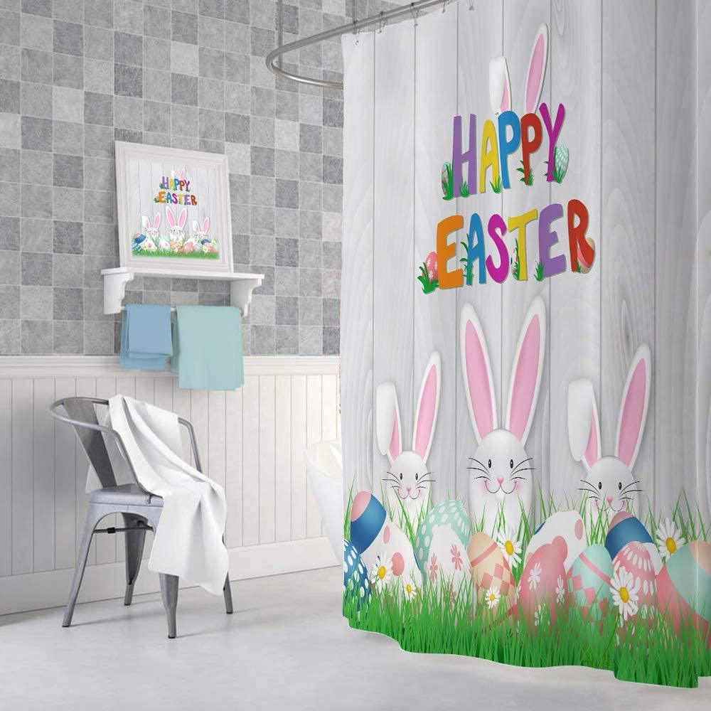 Cute Bunny Rabbit Easter Shower Curtain, Festive Bathroom Decor