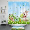 Cute Bunny Shower Curtain With Easter Eggs - Spring Floral Bathroom Decor