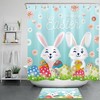 Cute Bunny With Spring Colored Flowers And Eggs Shower Curtain For Easter Bathroom