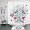 Cute Bunny with Red Hearts Shower Curtain for Bathroom Decor