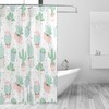 Cute Cacti Print Waterproof Fabric Shower Curtain for Bathroom Decoration
