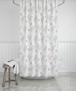 Cute Cactus Shower Curtain, Boho Bathroom And Kids Bathroom Decor