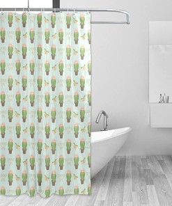 Cute Cactus Shower Curtain Modern Home Bathroom Hotel Spa Decorations Waterproof Fabric