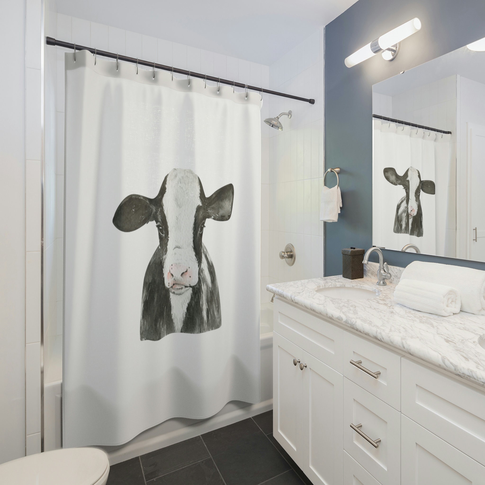 Cute Calf Shower Curtain, Farmhouse Bathroom Decor - Image 2