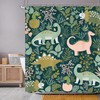 Cute Cartoon Animal Dino Shower Curtain with Green Leaves for Kids
