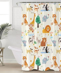 Cute Cartoon Animal Shower Curtain for Kids Bathroom 
