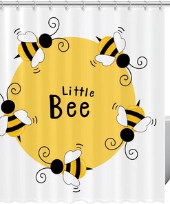 Cute Cartoon Bee Shower Curtain for Whimsical Bathroom Decor, 72x72 - Unique Shower Curtains