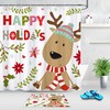 Cute Cartoon Deer Holly Berry For Happy Holiday Shower Curtain For Bathroom Decor