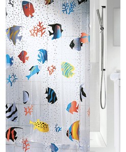 Cute Cartoon Fish Shower Curtain With Transparent Shower Curtain For Kids Bathroom