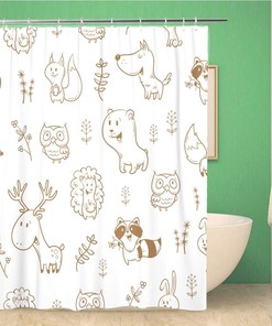 Cute Cartoon Forest Animals Shower Curtain