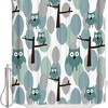 Cute Cartoon Green Leaves and Owls Shower Curtain for Kids Bathroom