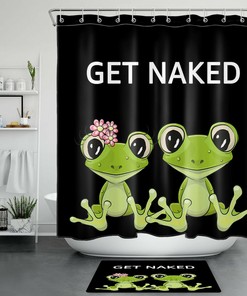 Cute Cartoon Happy Frog Design Fabric Shower Curtain For Your Bathroom