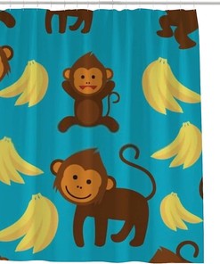 Cute Cartoon Little Monkey Kids Bathroom Shower Curtain