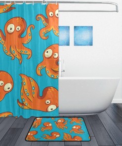 Cute Cartoon Octopus Shower Curtain, Playful Bathroom Accessory