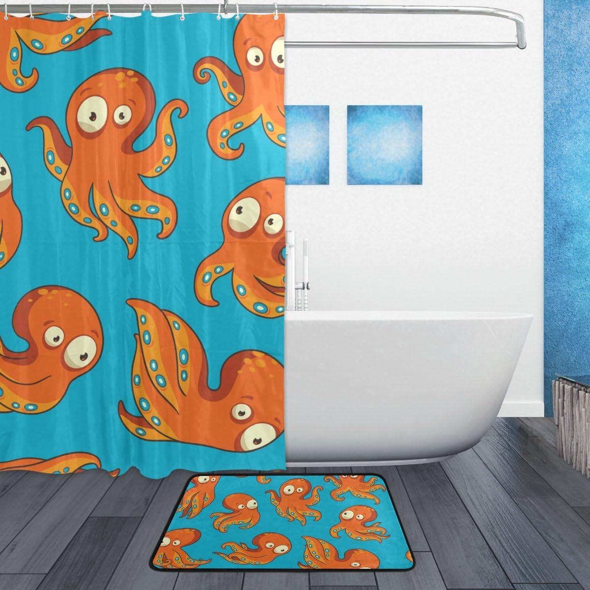 Cute Cartoon Octopus Shower Curtain, Playful Bathroom Accessory
