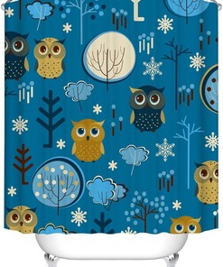 Cute Cartoon Owl Shower Curtain - Artistic Bathroom Decor