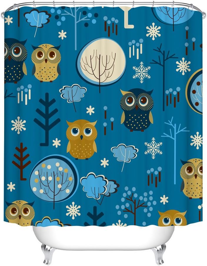 Cute Cartoon Owl Shower Curtain - Artistic Bathroom Decor