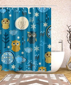 Cute Cartoon Owl Shower Curtain - Artistic Bathroom Decor