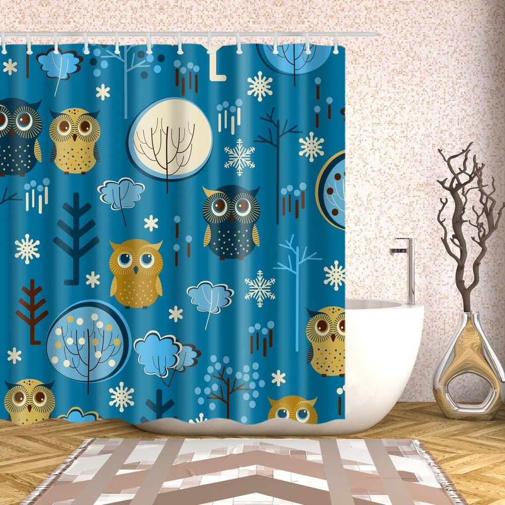 Cute Cartoon Owl Shower Curtain - Artistic Bathroom Decor