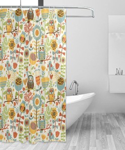 Cute Cartoon Owl Shower Curtain Modern Home Bathroom Hotel Spa Decorations Waterproof