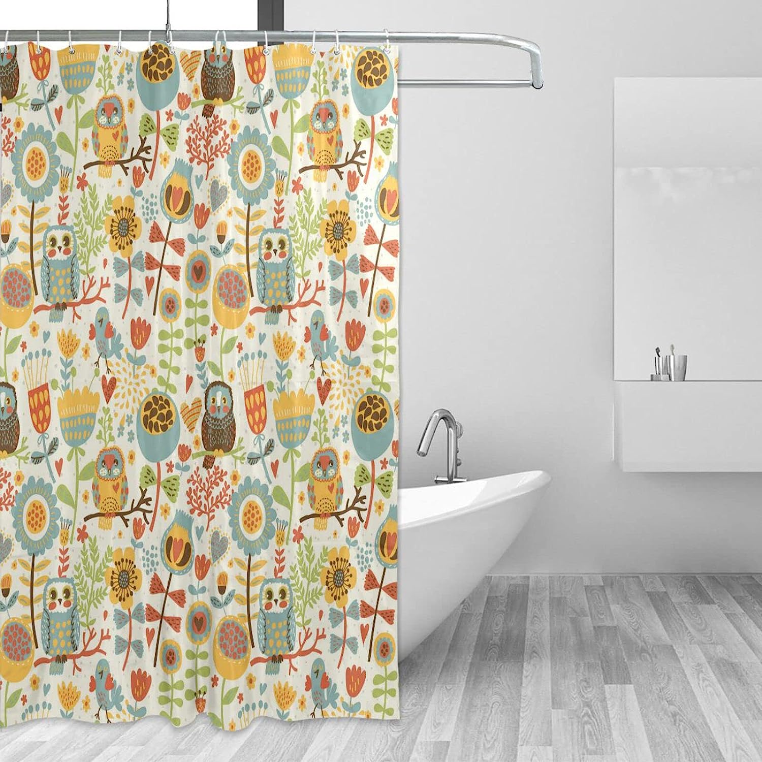 Cute Cartoon Owl Shower Curtain Modern Home Bathroom Hotel Spa Decorations Waterproof
