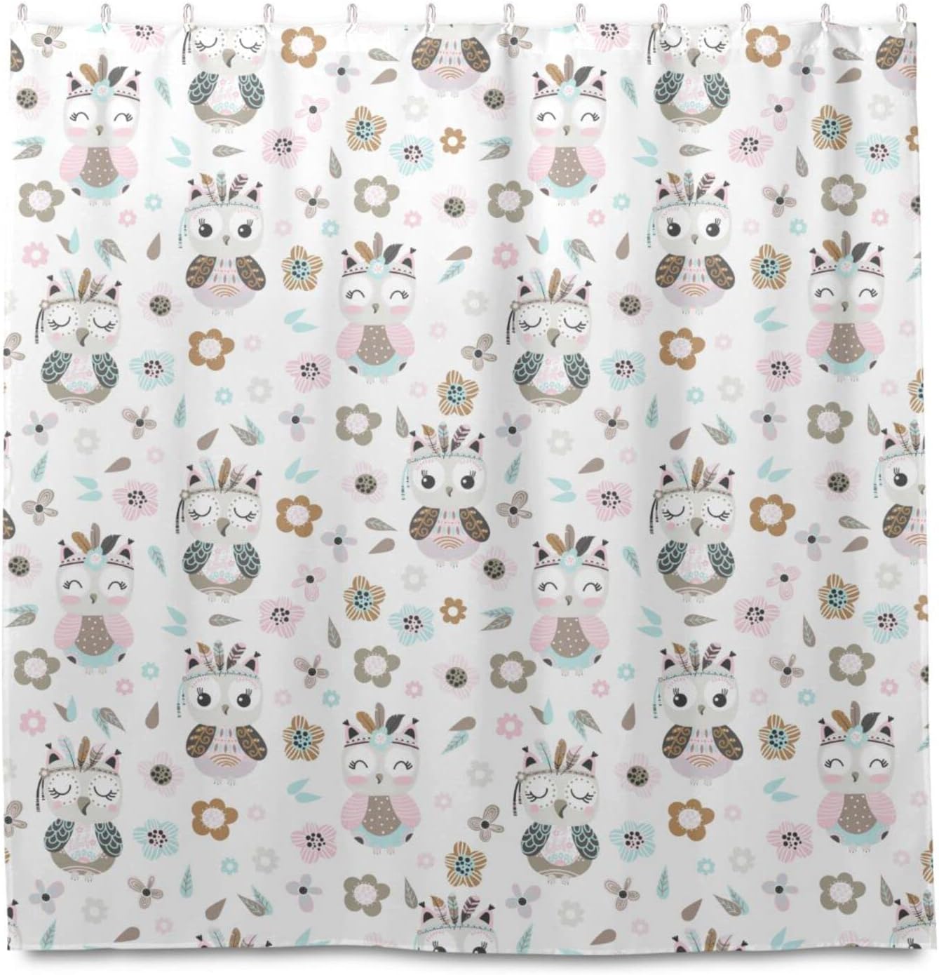Cute Cartoon Owl Shower Curtain Modern Home Bathroom Hotel Spa Decorations Waterproof Fabric