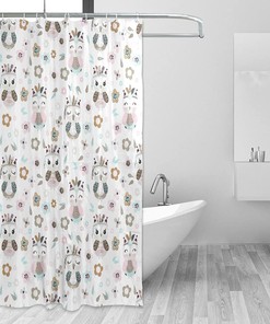 Cute Cartoon Owl Shower Curtain Modern Home Bathroom Hotel Spa Decorations Waterproof Fabric