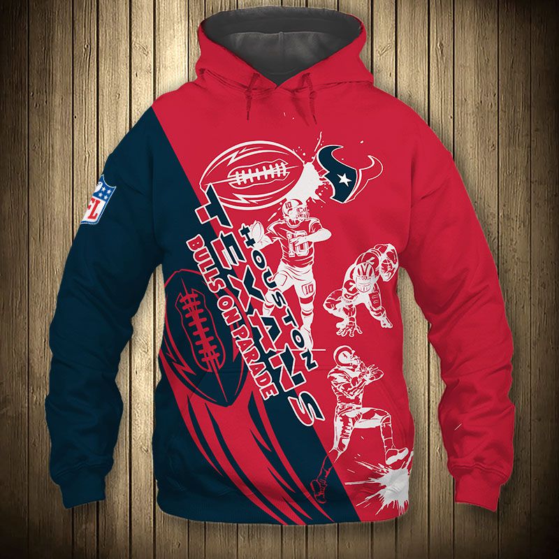 Cute Cartoon Player Houston Texans Hoodie 3D Zip Hoodie All Over Print For Fans