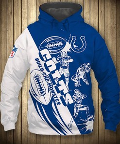 Cute Cartoon Player Indianapolis Colts Hoodie 3D Zip Hoodie All Over Print For Fans