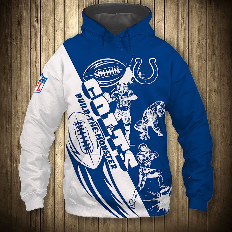 Cute Cartoon Player Indianapolis Colts Hoodie 3D Zip Hoodie All Over Print For Fans
