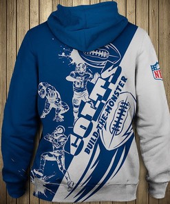 Cute Cartoon Player Indianapolis Colts Hoodie 3D Zip Hoodie All Over Print For Fans
