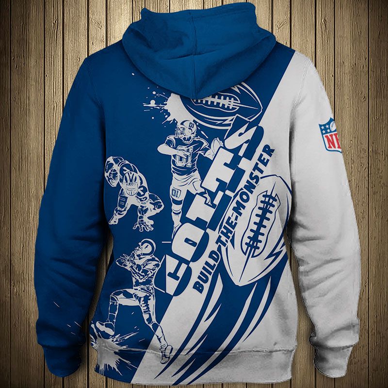 Cute Cartoon Player Indianapolis Colts Hoodie 3D Zip Hoodie All Over Print For Fans