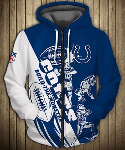 Cute Cartoon Player Indianapolis Colts Hoodie 3D Zip Hoodie All Over Print For Fans