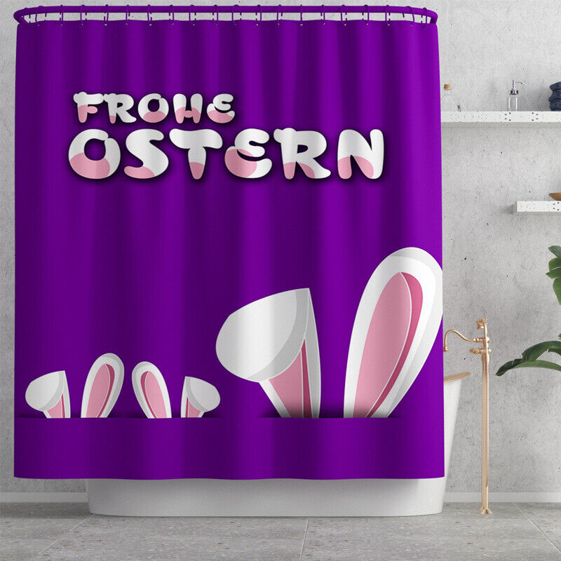 Cute Cartoon Rabbit Ears Easter Waterproof Shower Curtain For Bathroom Decor - Image 2