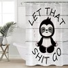 Cute Cartoon Sloth Wood Grain Print Shower Curtain for Bathroom Decor