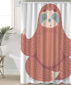 Cute Cartoon Sloth in Yoga Pose Brown Shower Curtain Bathroom Showers Decor