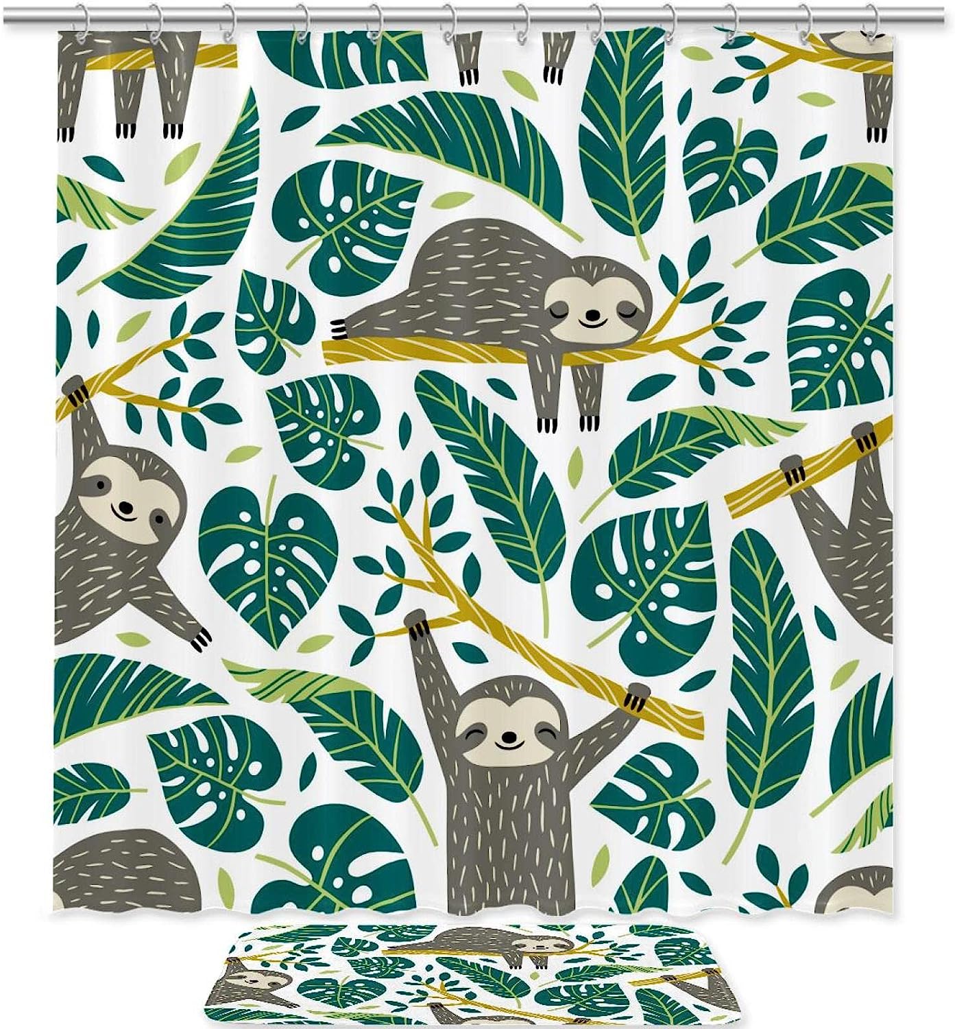 Cute Cartoon Sloths Shower Curtain - Fun And Whimsical Bathroom Accessory