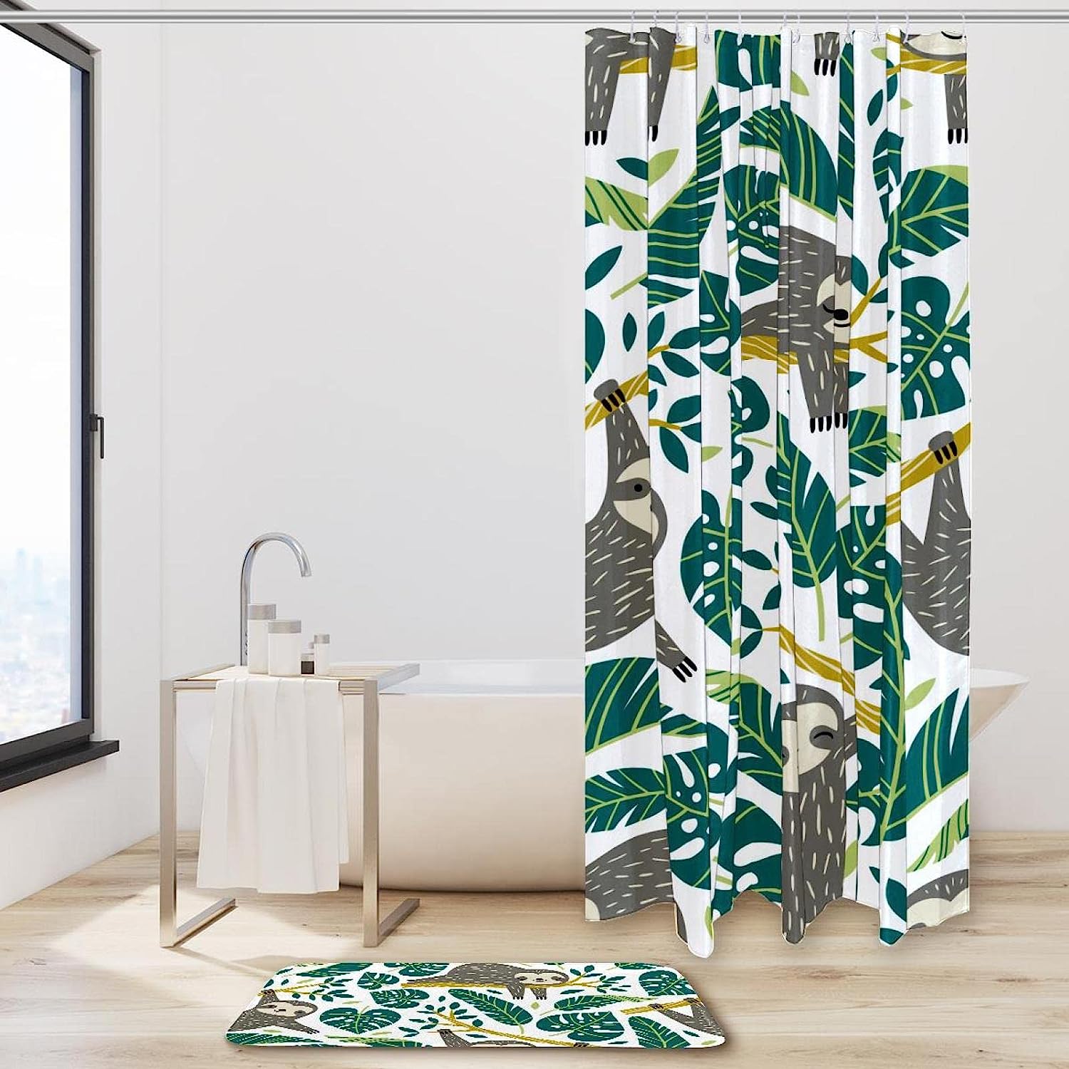 Cute Cartoon Sloths Shower Curtain - Fun And Whimsical Bathroom Accessory - Image 2